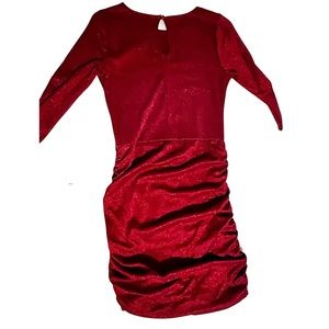 Red Ruched Sweater Dress